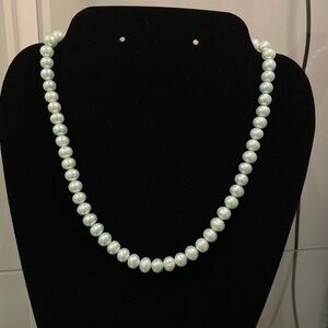 Cultured Pearl Necklace - Mint Green Pearls